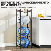 HOMCOM Soporte para Garrafones de Agua de 4 Niveles Estante de Almacenamiento para Botella de Agua para Cocina Comedor Negro(m-4)