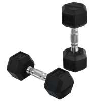 HOMCOM Rubber Hexagonal Dumbbell Set,2 pcs x 6 kg(m-10)