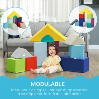 HOMCOM Parcours de motricité bébé 11PCS, module motricité bébé en mousse avec housse en polyuréthane et remplissage en EPE, multicolore(m-5)