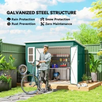 Outsunny 8.5 x 6ft Storage Shed Galvanised Steel Garden Shed, Metal Shed with Foundation Kit, Window, Lockable Wide Doors and Air Vents for Outdoor Patio, Green(m-4)