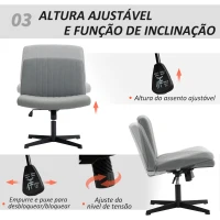 HOMCOM Cadeira de Escritório sem Apoio para os Braços Função Basculante e Altura Ajustável 61x64x76-86 cm Cinzento(m-6)