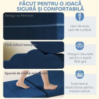 AIYAPLAY Set 7 Blocuri Construcții Moi Copii Până la 3 Ani în Catifea Albastru(m-5)