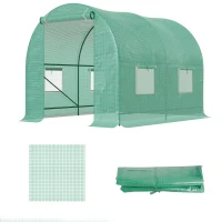 Outsunny Cubierta de Invernadero de Túnel 2,5x2x2 m Cubierta de Repuesto Invernadero Polietileno con 4 Ventanas y Puerta Enrollable Protección de Plantas para Jardín Verde(m-11)