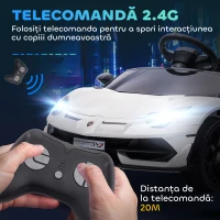 HOMCOM Mașinuță Electrică pentru Copii 3-5 Ani cu Uși Fluture, Mașinuță Electrică cu Telecomandă, 107,5x63x42 cm, Alb(m-6)