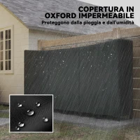 Outsunny Legnaia da Esterno in Metallo con Telo Impermeabile, Capacità 0.8m³, Struttura Regolabile, 235x31x116 cm, Nero(m-4)