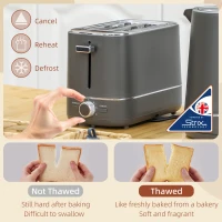 HOMCOM Kettle and Toaster Set, 1.7L 3000W Fast Boil Kettle & 2 Slice Toaster Kitchen Set with 6 Level Browning Controls, Defrost, Reheat, Grey(m-5)
