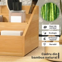 HOMCOM Organizator Birou cu 2 Sertare și 7 Compartimente din Bambus 33x20.5x15.5 cm(m-5)