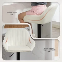 HOMCOM Conjunto de 2 Bancos de Bar Giratórios Bancos Altos de Cozinha com Altura Ajustável 50,5x50x87-107 cm Creme(m-7)