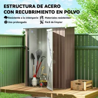 Outsunny Cobertizo Exterior 1,07m² 142x84x189 cm con Puerta y Orificios de Drenaje para Almacenamiento de Herramientas Marrón(m-4)