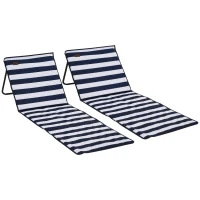 Outsunny Lot de 2 tapis de plage rembourré dossier inclinable multi-positions sac de transport inclus métal polyester(m-11)