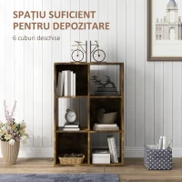 HOMCOM Bibliotecă Modernă Modulară cu 6 Compartimente din PAL, Maro(m-4)