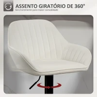 HOMCOM Conjunto de 2 Bancos de Bar Giratórios Bancos Altos de Cozinha com Altura Ajustável 50,5x50x87-107 cm Creme(m-5)