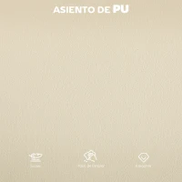 HOMCOM Juego de 2 Altos de Cocina con Respaldo de Ratán Asiento de PU Marco de Acero y Reposapiés Beige(m-5)