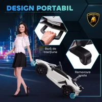 HOMCOM Mașinuță Electrică pentru Copii 3-5 Ani cu Uși Fluture, Mașinuță Electrică cu Telecomandă, 107,5x63x42 cm, Alb(m-5)