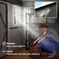 Outsunny 8.5 x 6ft Storage Shed Galvanised Steel Garden Shed, Metal Shed with Foundation Kit, Window, Lockable Wide Doors and Air Vents for Outdoor Patio, Dark Grey(m-6)