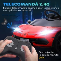 HOMCOM Mașinuță Electrică pentru Copii 3-5 Ani cu Uși Fluture, Mașinuță Electrică cu Telecomandă, 107,5x63x42 cm, Roșu(m-6)