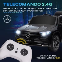 HOMCOM Macchina Elettrica per Bambini 3-8 Anni con Telecomando, Fari e Clacson, Nero(m-5)