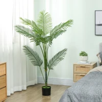 HOMCOM Planta artificial interior 150 cm, palmera árbol artificial con maceta de plástico y afelpado, verde(m-5)