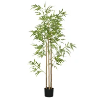 HOMCOM Planta artificial Bambú árbol artificial altura 180 cm con maceta, decoración interior, muy realista(m-7)