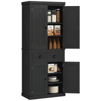 HOMCOM Armario de cocina buffet cocina multi-espacios estantes ajustables 4 puertas y gran cajón 76,2x40,2x183 cm Negro(m-6)