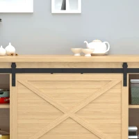 HOMCOM Kit per Porta Scorrevole in Legno con Binario 200cm e Portata 20kg, Nero(m-6)