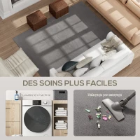 HOMCOM Tapis salon 230 x 160 cm tapis à poils longs, lavable en machine, antidérapant, en fausse fourrure, gris clair(m-5)