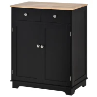 HOMCOM Mueble de almacenamiento buffet para sala con armarios, 2 cajones y estantes ajustables, 68x40,3x85 cm, Negro y madera natural(m-7)