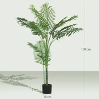 HOMCOM Planta artificial interior 150 cm, palmera árbol artificial con maceta de plástico y afelpado, verde(m-3)