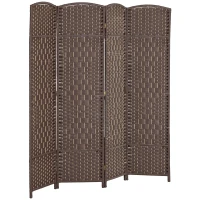 HOMCOM Biombo interior de madera 4 paneles separador de ambientes plegable para sala de estar dormitorio 180x180 cm Marrón(m-1)