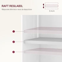 HOMCOM Masă Pliantă, Rulantă, Masă Pliabilă cu Cutie de Depozitare, Rafturi pe 3 Niveluri și Suport, 130x80x76.5 cm, Alb(m-8)