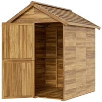 Outsunny Casetta da Giardino in Legno 1.8x2m con Porta Doppia, Finestra e Base Inclusa, Colore Legno(m-10)