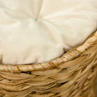 PawHut Torre Rascadora, 47 cm, 2 Cuevas, Cojín, Rascador con Cama para Gatos, Torre para Gatos de Agua Hiácinta, Marrón Claro(m-4)