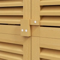 Outsunny Armario de jardín resistente a la intemperie, 2 puertas con cerradura, Madera de pino, 87x46,5x160 cm, Amarillo claro(m-4)
