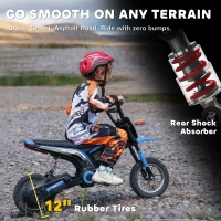 HOMCOM 24V Electric Motorbike 18km/h with Twist Grip Throttle, Enhanced Power and Extended Range - Blue(m-7)