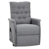 HOMCOM Sillón de Relax eléctrico Silla elevadora reclinable con Reposapiés Ajustable Lino Gris(m-7)