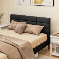 HOMCOM Cadre de lit double 2 personnes avec sommier à lattes et tête de lit capitonnée compatible matelas 140 x 200 cm noir(m-8)