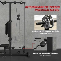 SPORTNOW Máquina de Musculação Estação de Treino com Assento Ajustável para Treino Carga Máxima 100 kg 140x108x197 cm Preto(m-5)