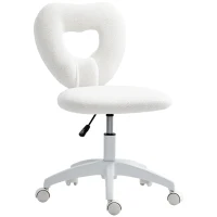 HOMCOM Silla de Oficina Silla de Escritorio Respaldo en Forma de Corazón Acolchado Blanco(m-6)