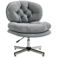 HOMCOM Silla de Oficina sin Apoyabrazos, cómoda Silla de escritorio con asiento acolchado y altura ajustable, Gris(m-6)