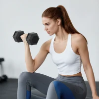 HOMCOM 2x4kg Rubber Dumbbells, Hex Weights Sets for Home Gym Weight Lifting Exercise(m-9)