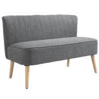 HOMCOM Sofá de 2 Plazas, Acolchado Suave, Tapizado Fácil de Limpiar, Hasta 150 kg, 117x56,5x77 cm, Gris Claro(m-7)