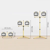 HOMCOM Proyector de obra con trípodes 2x100 W, 17000 LM, doble cabeza giratoria 360° soporte ajustable impermeable IP 65, Amarillo(m-3)