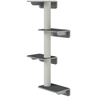 PawHut Árbol Rascador de Pared para Gatos - Juguete de Escalada para Gatos - Rascador en Gris Claro + Beige 66x28x137 cm(m-7)