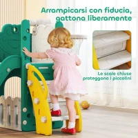 AIYAPLAY Set Scivolo per Bambini 5 in 1 con Canestro, Scaletta e Telescopio Giocattolo, Età 1-3 Anni, Giallo(m-7)