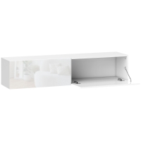 HOMCOM Mueble TV suspendido para televisor hasta 45 55 65 pulgadas con 2 armarios de puertas, 140x33x29,8 cm, blanco