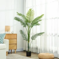 HOMCOM Planta artificial interior 150 cm, palmera árbol artificial con maceta de plástico y afelpado, verde(m-4)
