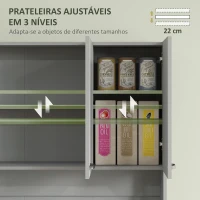 HOMCOM Armário de Cozinha Aparador de Sala de Jantar com 1 Gaveta 6 Portas e Prateleiras Ajustáveis Estilo Moderno 101x39x180 cm Cinza(m-5)