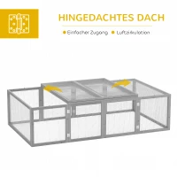 PawHut Klatka dla małych zwierząt, klatka zewnętrzna, klatka z drzwiami, klatka dla świnek morskich, klatka z drewna świerkowego, 181 x 100 x 48 cm, szary(m-4)