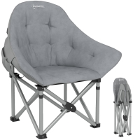 Outsunny Silla de camping plegable portátil y ligera con asiento acolchado, bolsillos laterales y bolsa de transporte, Gris oscuro