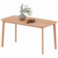HOMCOM Mesa de comedor rectangular para 6 personas mesa de cocina 150 cm de madera maciza 150x80x76 cm madera natural(m-7)
